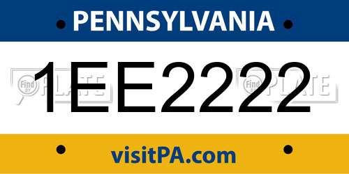 1EE2222 Pennsylvania License Plate