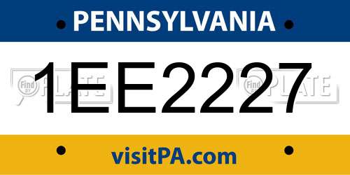 1EE2227 Pennsylvania License Plate