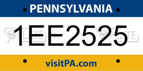 1EE2525 Pennsylvania License Plate