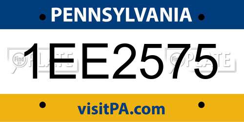 1EE2575 Pennsylvania License Plate