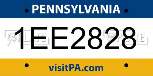 1EE2828 Pennsylvania License Plate