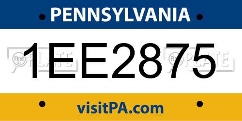 1EE2875 Pennsylvania License Plate