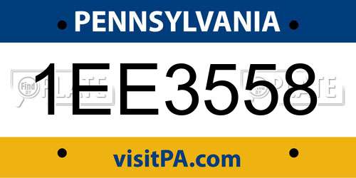 1EE3558 Pennsylvania License Plate