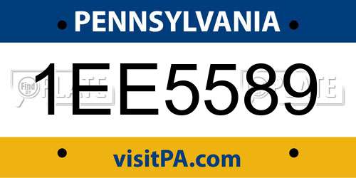 1EE5589 Pennsylvania License Plate