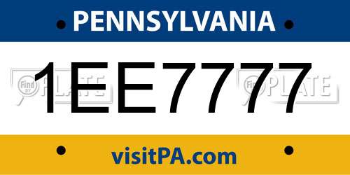 1EE7777 Pennsylvania License Plate