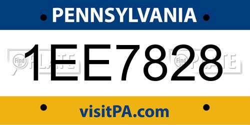 1EE7828 Pennsylvania License Plate