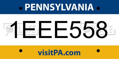 1EEE558 Pennsylvania License Plate