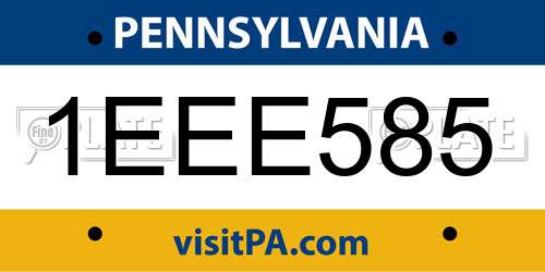 1EEE585 Pennsylvania License Plate