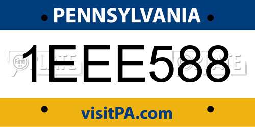1EEE588 Pennsylvania License Plate