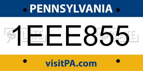 1EEE855 Pennsylvania License Plate