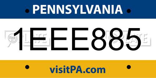 1EEE885 Pennsylvania License Plate