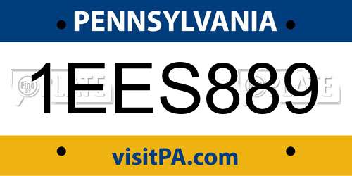1EES889 Pennsylvania License Plate