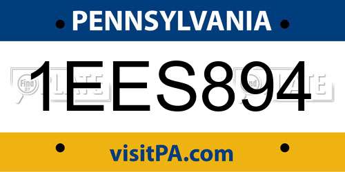 1EES894 Pennsylvania License Plate