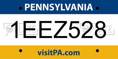 1EEZ528 Pennsylvania License Plate