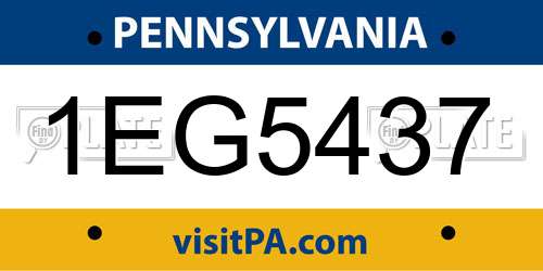 1EG5437 Pennsylvania License Plate