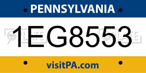 1EG8553 Pennsylvania License Plate