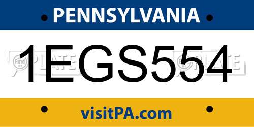 1EGS554 Pennsylvania License Plate