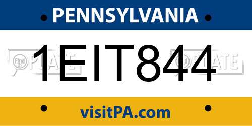 1EIT844 Pennsylvania License Plate