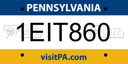 1EIT860 Pennsylvania License Plate