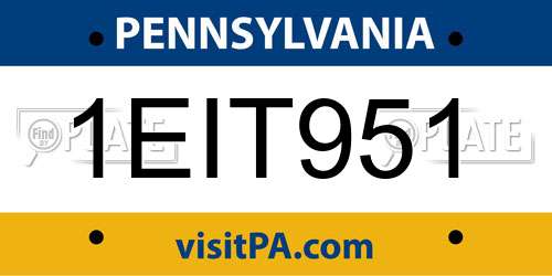 1EIT951 Pennsylvania License Plate