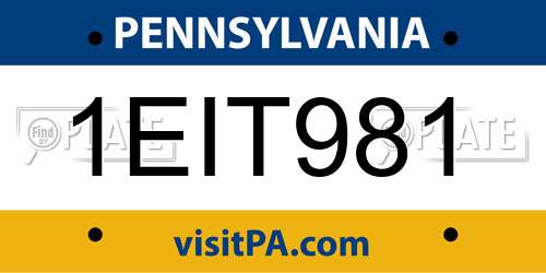 1EIT981 Pennsylvania License Plate