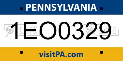 1EO0329 Pennsylvania License Plate