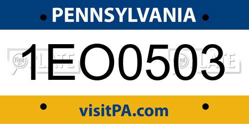 1EO0503 Pennsylvania License Plate