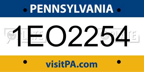 1EO2254 Pennsylvania License Plate