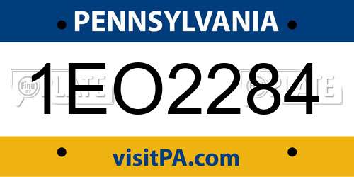 1EO2284 Pennsylvania License Plate