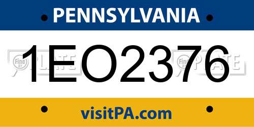 1EO2376 Pennsylvania License Plate
