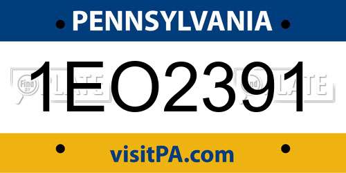 1EO2391 Pennsylvania License Plate