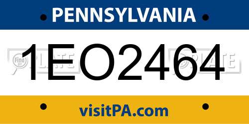 1EO2464 Pennsylvania License Plate