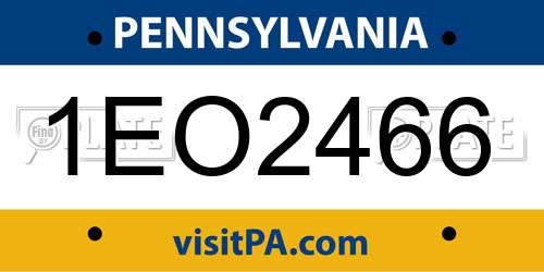 1EO2466 Pennsylvania License Plate