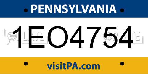 1EO4754 Pennsylvania License Plate