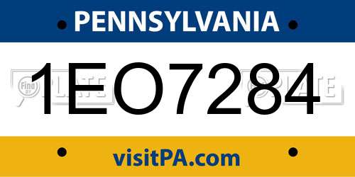 1EO7284 Pennsylvania License Plate