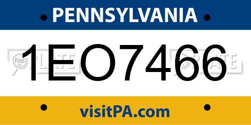 1EO7466 Pennsylvania License Plate