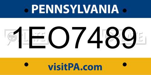 1EO7489 Pennsylvania License Plate