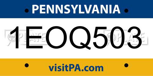 1EOQ503 Pennsylvania License Plate