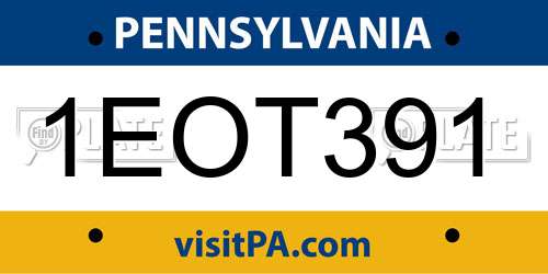 1EOT391 Pennsylvania License Plate