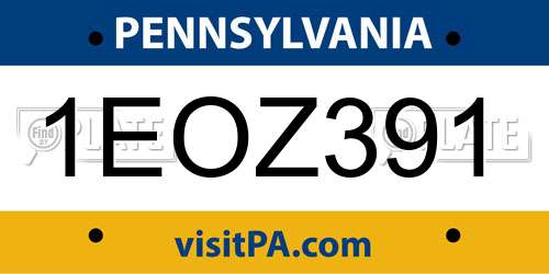 1EOZ391 Pennsylvania License Plate