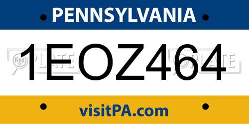 1EOZ464 Pennsylvania License Plate