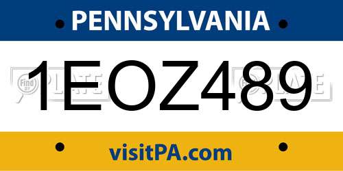 1EOZ489 Pennsylvania License Plate
