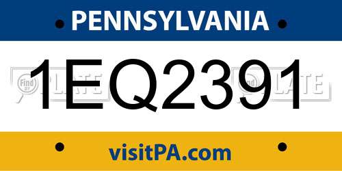 1EQ2391 Pennsylvania License Plate