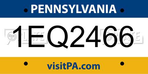 1EQ2466 Pennsylvania License Plate