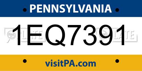 1EQ7391 Pennsylvania License Plate
