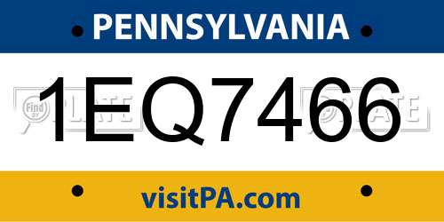 1EQ7466 Pennsylvania License Plate