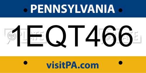 1EQT466 Pennsylvania License Plate