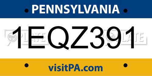1EQZ391 Pennsylvania License Plate
