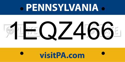 1EQZ466 Pennsylvania License Plate