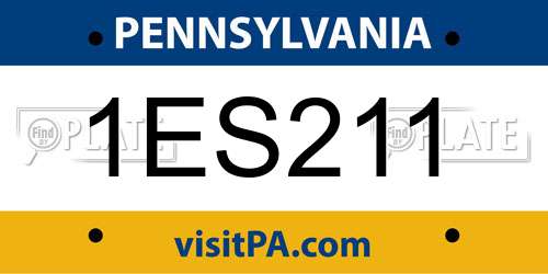 1ES211 Pennsylvania License Plate